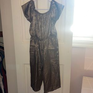 Bronze/goldish flutter sleeve romper NWT